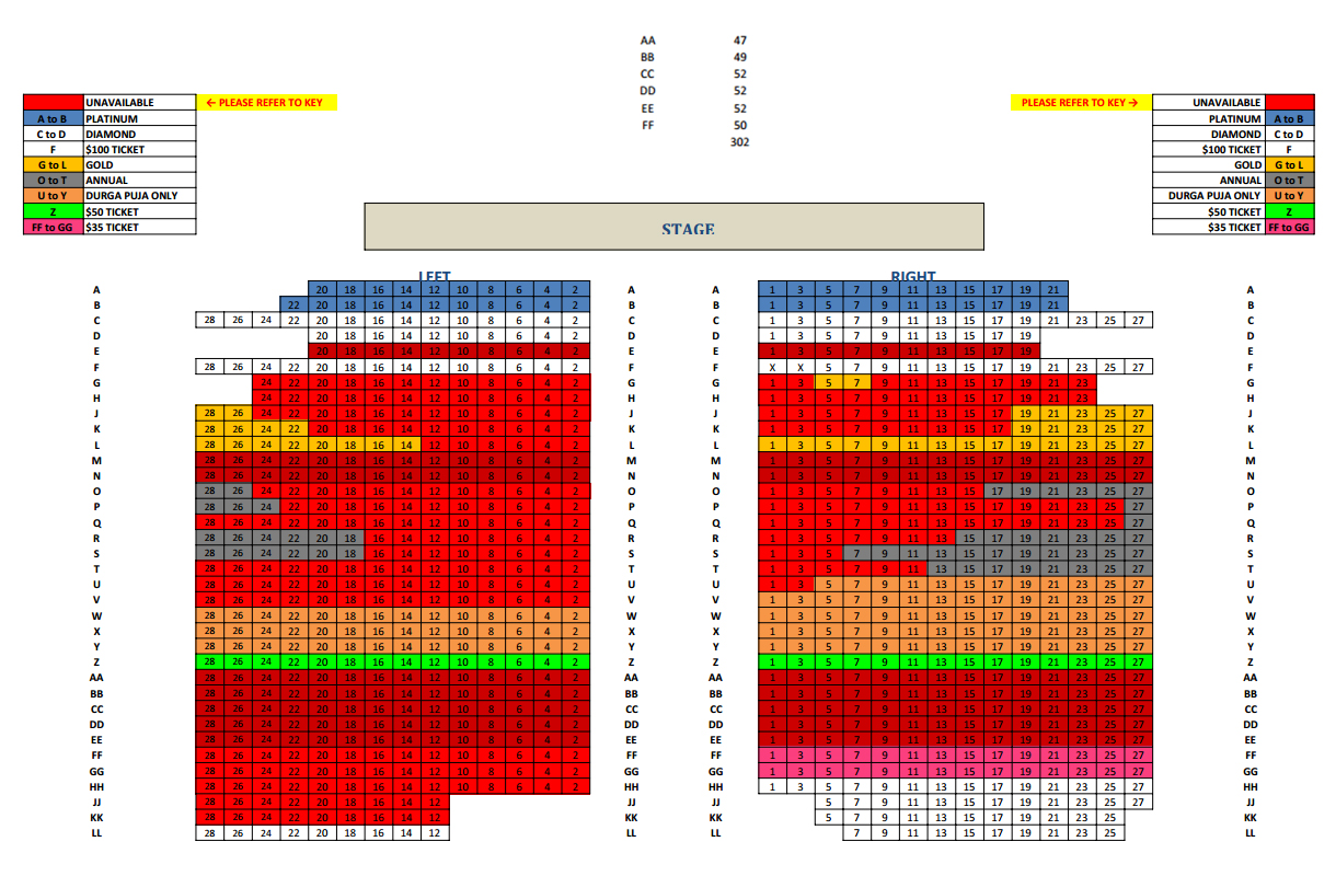 Sudesh Bhosle seating chart