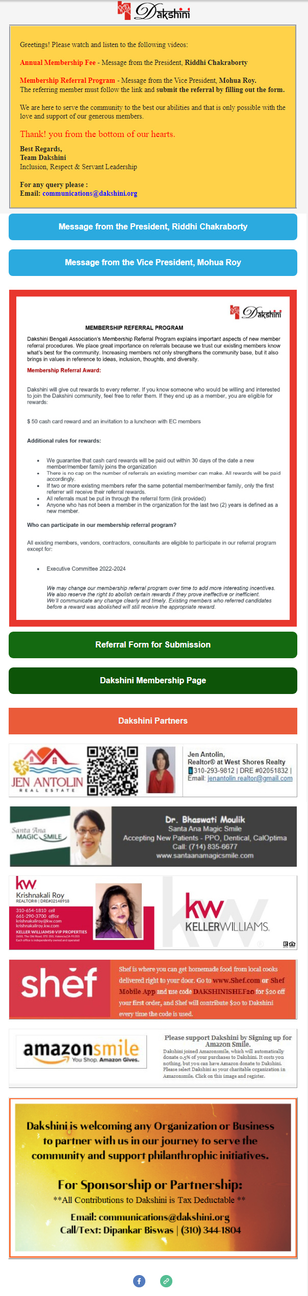 Annual Membership Fee - Message from the Executive Committee