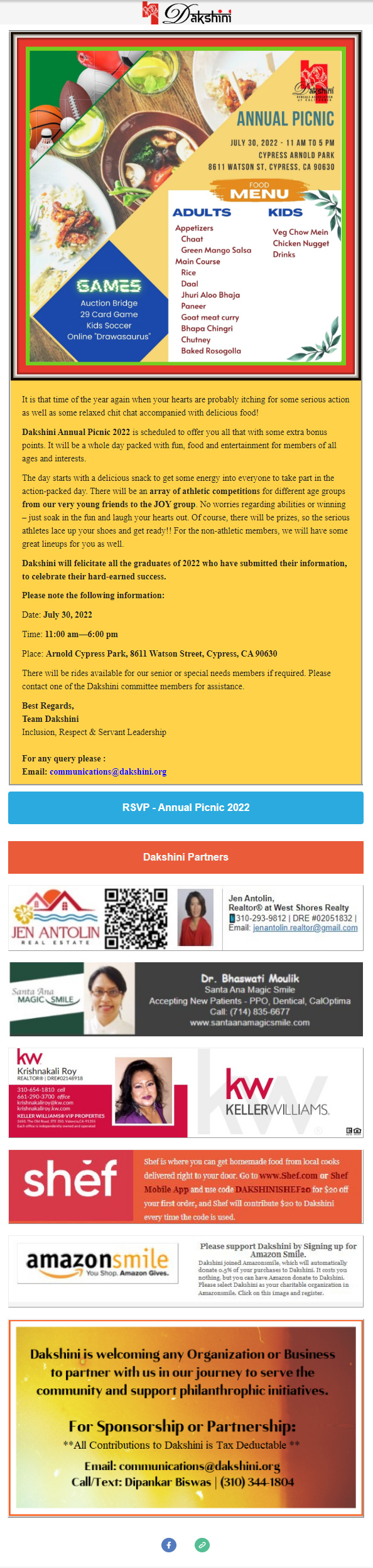 Reminder 1 - Annual Picnic 2022