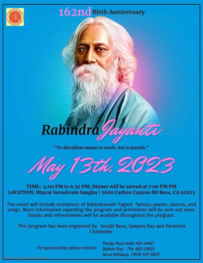 163rd Rabindra Jayanti on May 13th 2023